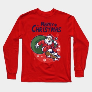 santa claus riding skateboard Long Sleeve T-Shirt